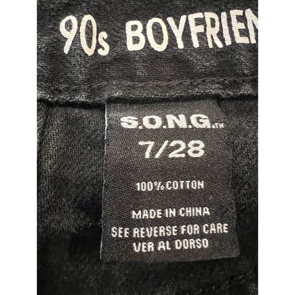 S.O.N.G. Jeans 90’s Boyfriend Cargo Jeans Black Size 7/28 100% Cotton School - Picture 9 of 13